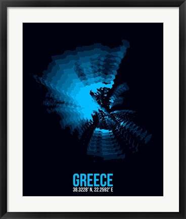 Framed Greece Radiant Map 3 Print