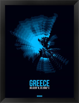 Framed Greece Radiant Map 3 Print