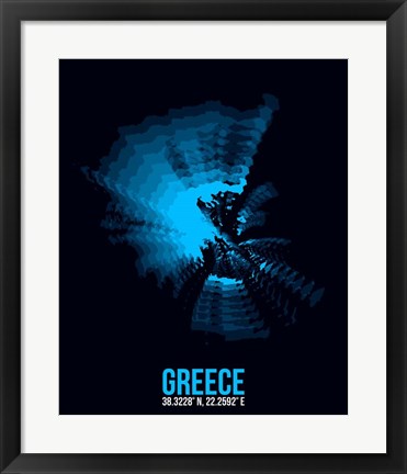 Framed Greece Radiant Map 3 Print