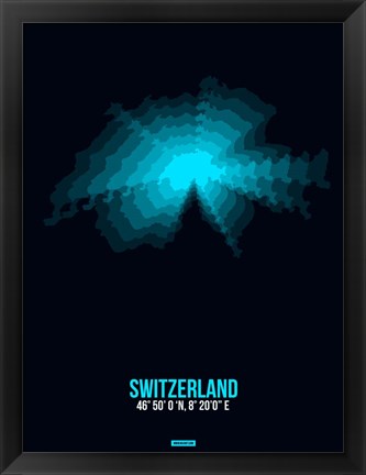 Framed Switzerland Radiant Map 2 Print