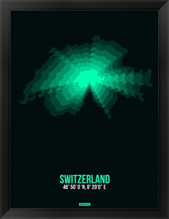 Framed Switzerland Radiant Map 3 Print