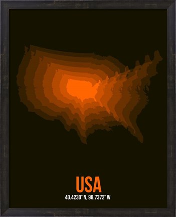 Framed USA Radiant Map 4 Print