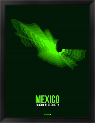 Framed Mexico Radiant Map 2 Print