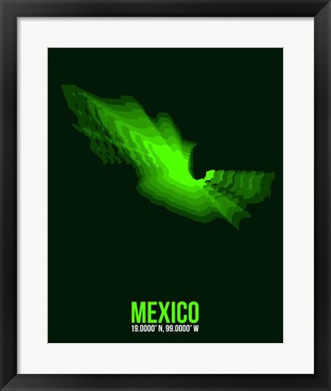 Framed Mexico Radiant Map 2 Print