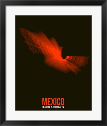 Framed Mexico Radiant Map 3 Print