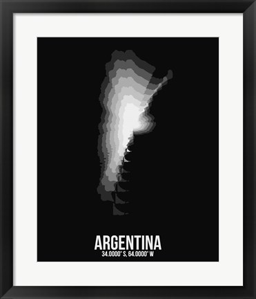 Framed Argentina Radiant Map 3 Print