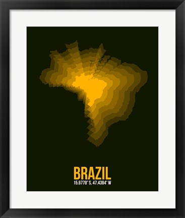 Framed Brazil Radiant Map 1 Print