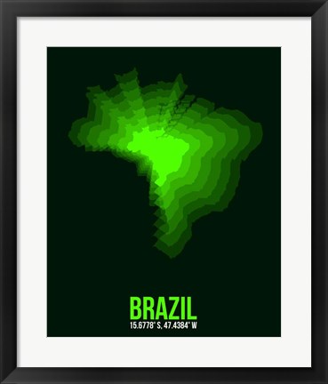 Framed Brazil Radiant Map 2 Print