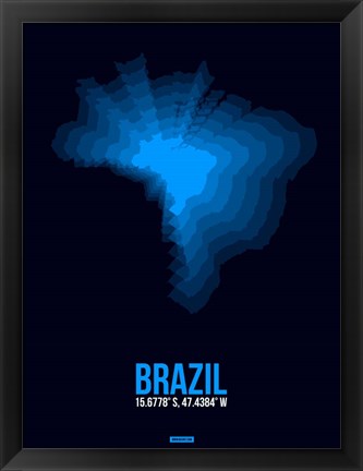 Framed Brazil Radiant Map 3 Print