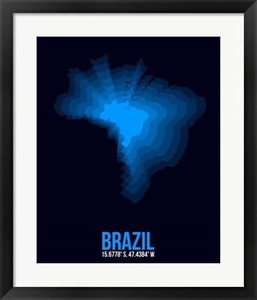 Framed Brazil Radiant Map 3 Print