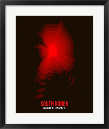 Framed South Korea Radiant Map 1 Print