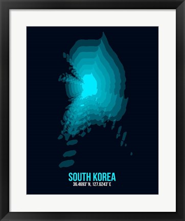 Framed South Korea Radiant Map 2 Print