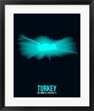 Framed Turkey Radiant Map 3 Print