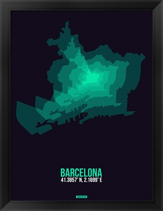 Framed Barcelona Radiant Map 2 Print