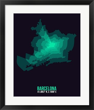 Framed Barcelona Radiant Map 2 Print