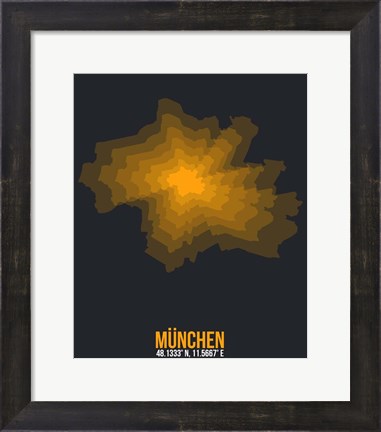 Framed Munchen Radiant Map 3 Print