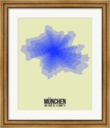 Framed Munchen Radiant Map 4 Print