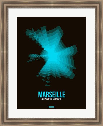 Framed Marseille Radiant Map 2 Print