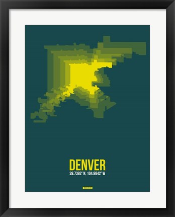 Framed Denver Radiant Map 3 Print