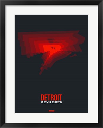 Framed Detroit Radiant Map 3 Print