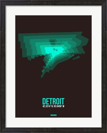Framed Detroit Radiant Map 4 Print