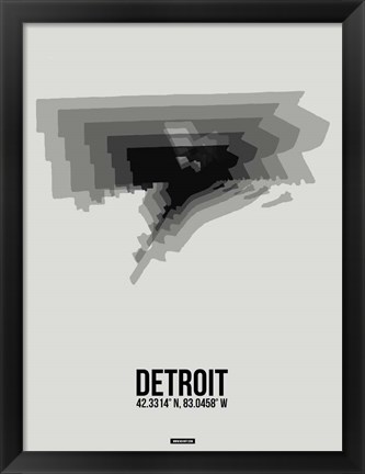 Framed Detroit Radiant Map 5 Print