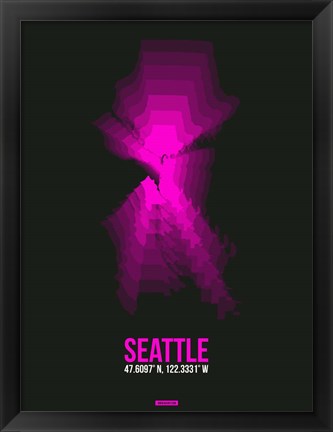 Framed Seattle Radiant Map 4 Print