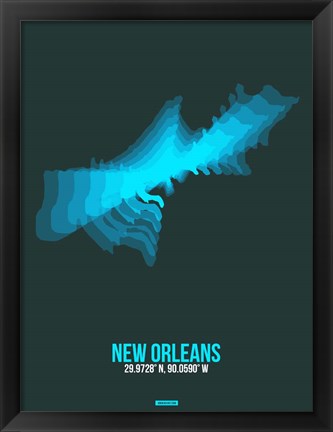 Framed New Orleans Radiant Map 2 Print