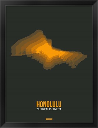 Framed Honolulu Radiant Map 5 Print