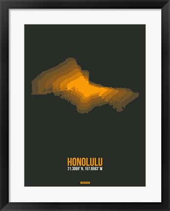 Framed Honolulu Radiant Map 5 Print