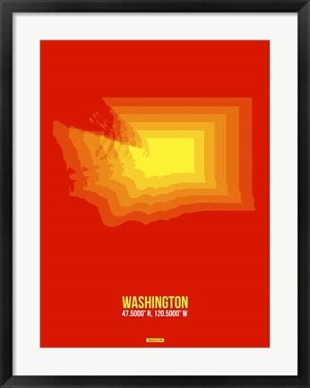 Framed Washington Radiant Map 1 Print