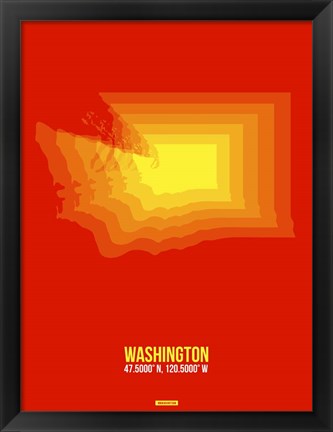 Framed Washington Radiant Map 1 Print