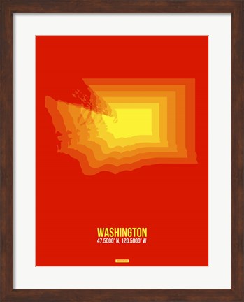 Framed Washington Radiant Map 1 Print