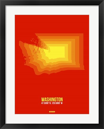 Framed Washington Radiant Map 1 Print