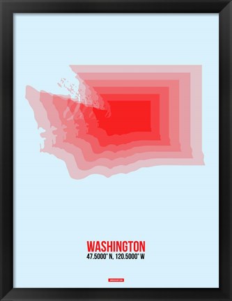 Framed Washington Radiant Map 2 Print