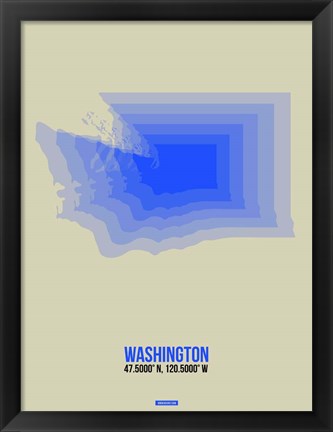 Framed Washington Radiant Map 3 Print