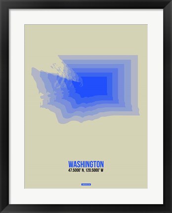 Framed Washington Radiant Map 3 Print