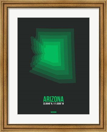 Framed Arizona Radiant Map 6A Print