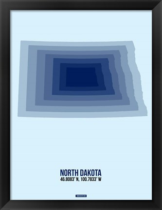 Framed North Dakota Radiant Map 2 Print