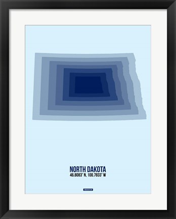 Framed North Dakota Radiant Map 2 Print