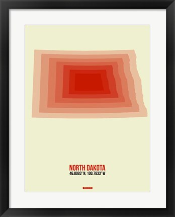 Framed North Dakota Radiant Map 3 Print