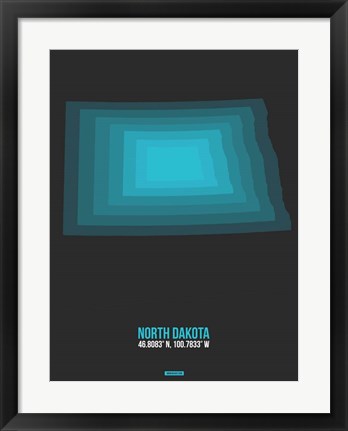 Framed North Dakota Radiant Map 4 Print