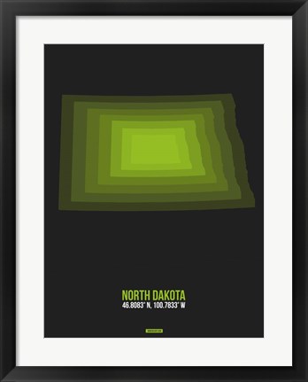 Framed North Dakota Radiant Map 5 Print