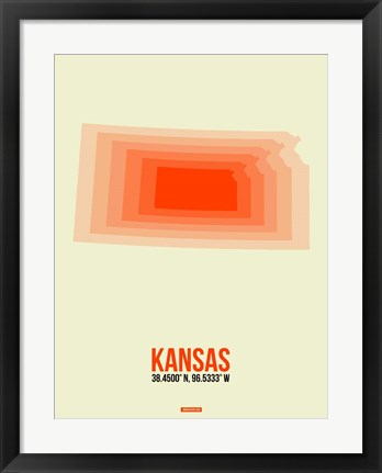 Framed Kansas Radiant Map 1 Print