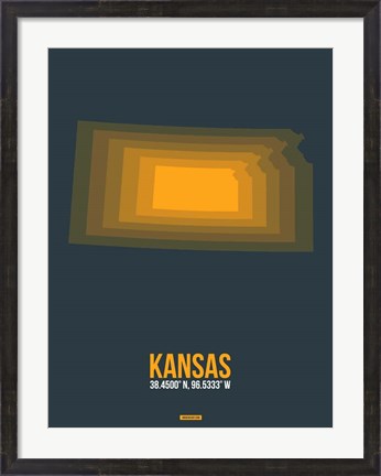 Framed Kansas Radiant Map 4 Print