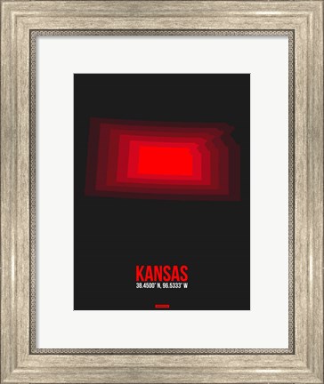 Framed Kansas Radiant Map 6 Print