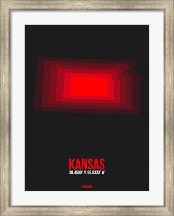 Framed Kansas Radiant Map 6 Print