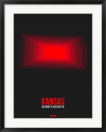 Framed Kansas Radiant Map 6 Print