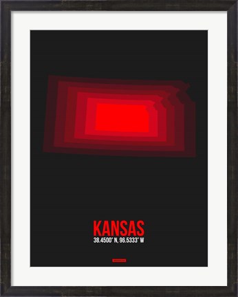 Framed Kansas Radiant Map 6 Print