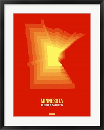 Framed Minnesota Radiant Map 2 Print